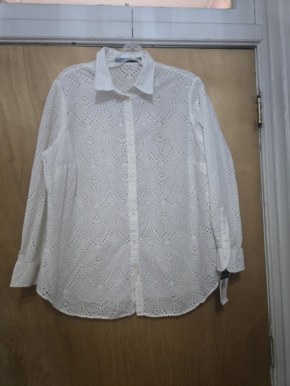 Ralph Lauren 3x White Eyelet Button-Up Shirt